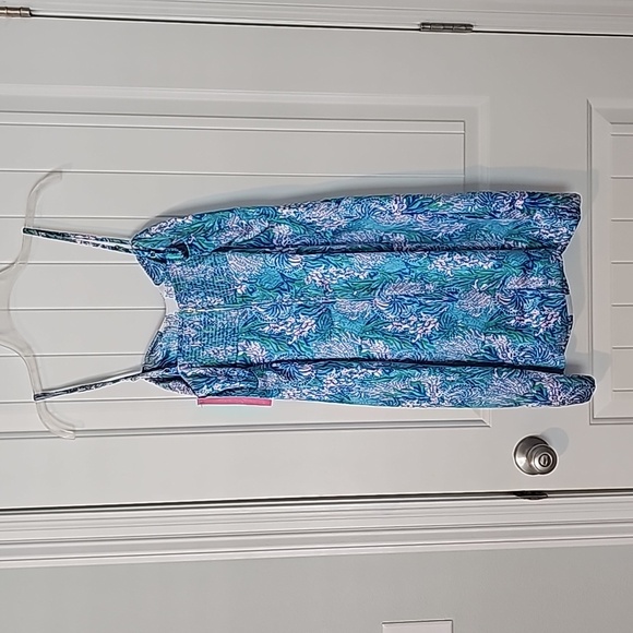 NWT Lilly Pulitzer Gillian Satin Slip Dress - Las Olas Aqua - Strong Current Sea - Picture 9 of 10